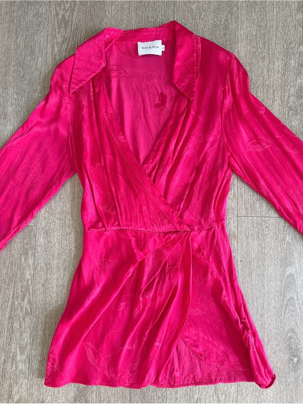 Rat & Boa Paloma Hot Pink Satin Wrap Mini Dress-small